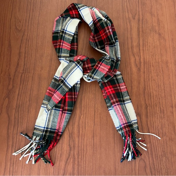 CHRISTIAN DIOR Cashmaire Acrylic Scarf Fringed Check Plaid Made In England 54x11 - Picture 1 of 9